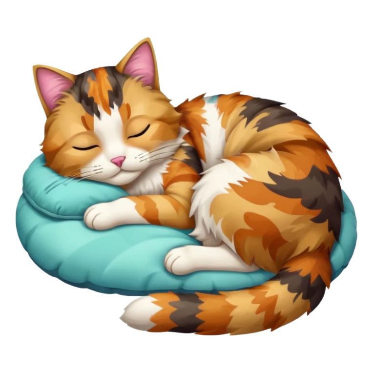 full body colourful light patched calico tabby cat sleeping sticker