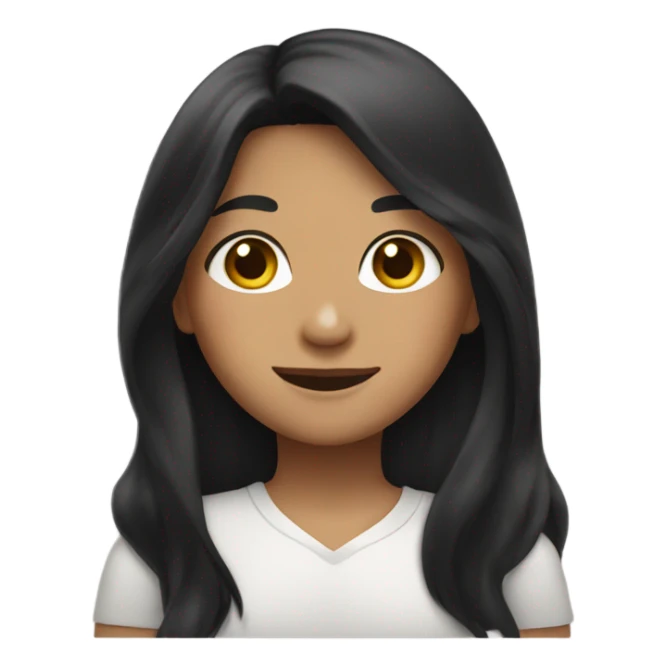 a girl with long black hair olive skinned happy expression  sticker