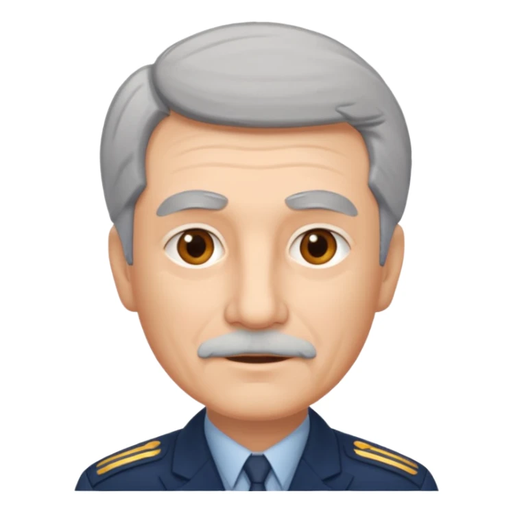 an old civil pilot with grey hair and no mustache sticker