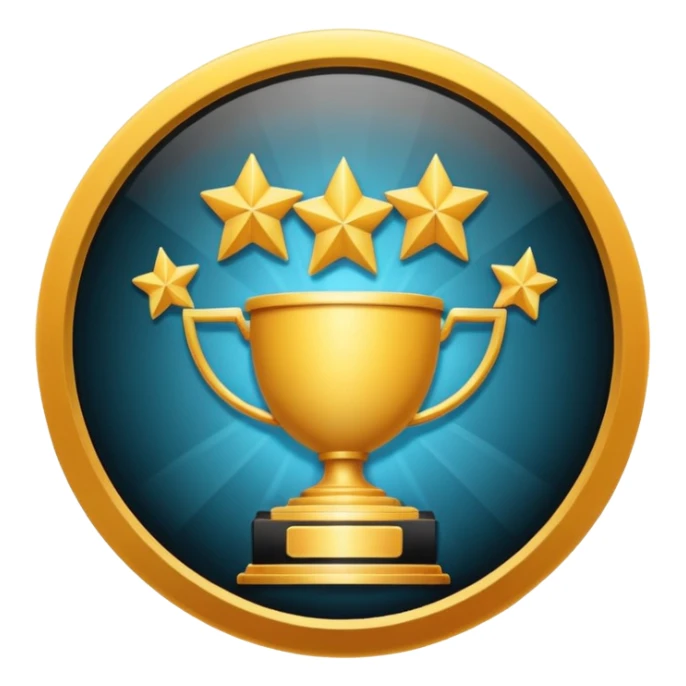 featuring achievements, films, and 100 views, in a style achievement sticker