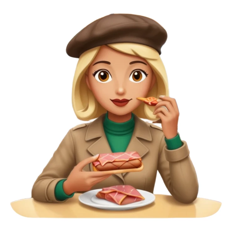  paris women eating SPAM meat at cafe landscape  sticker