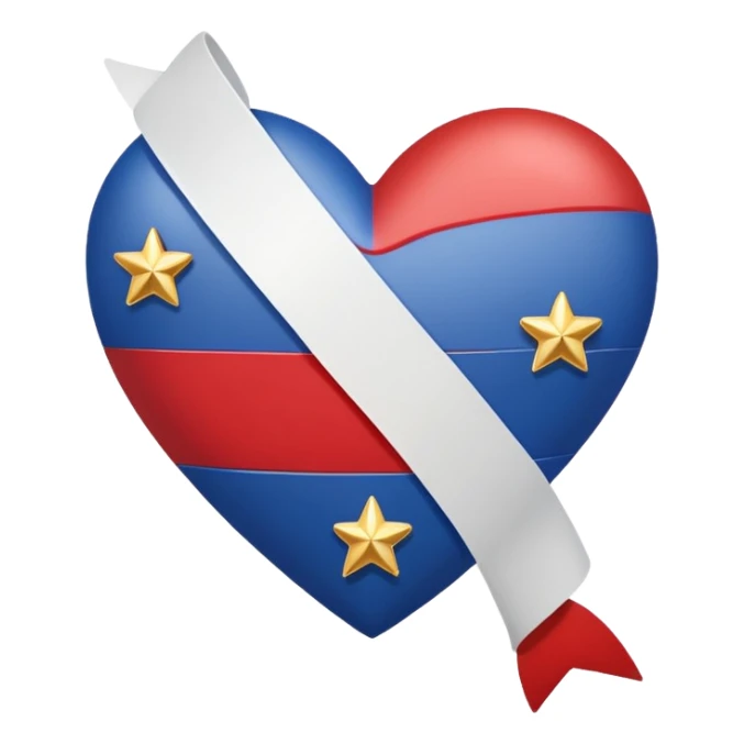 Patriotic heart white ribbon and gold stars sticker