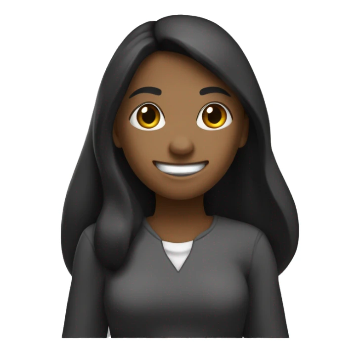 A woman smiling with a black triangular nose and black eyes with ears and her skin color is the hex code #b5816b and she has long hair in hex code  #704423  she is holding  white flag in her fist sticker