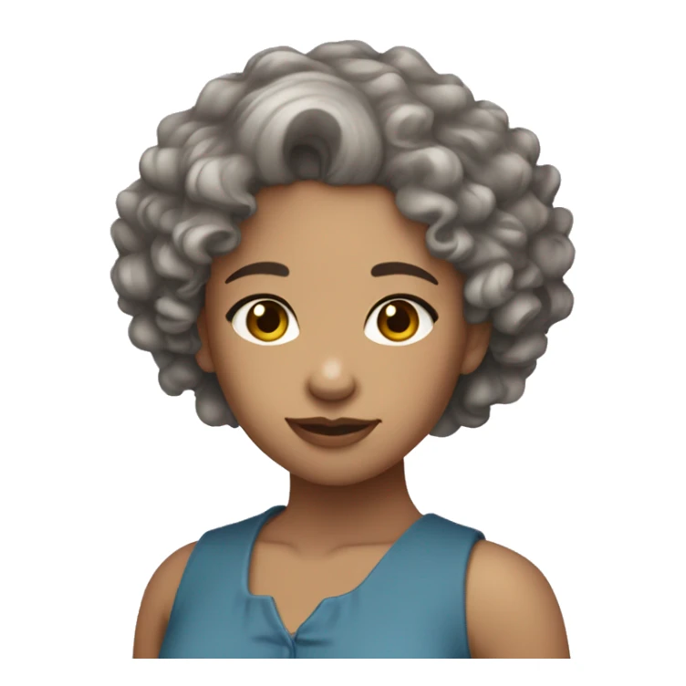 Short blue curly hair light skin toned girl with light brown eyes sticker