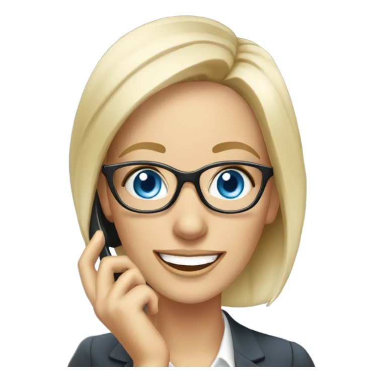 Elegant blonde office lady with glasses happy blue eyes talking on a phone  sticker
