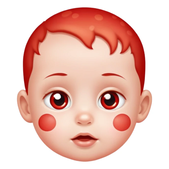 bebe com manchinhas vermelhos na pele e olho branco sticker
