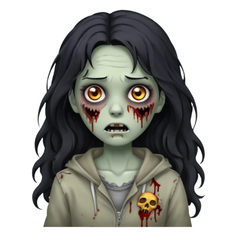 garota zumbi com cabelo preto ondulado longo  sticker