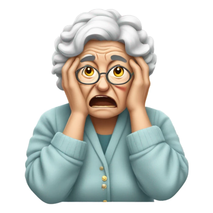 angry grandma cover her ears with her hand sticker