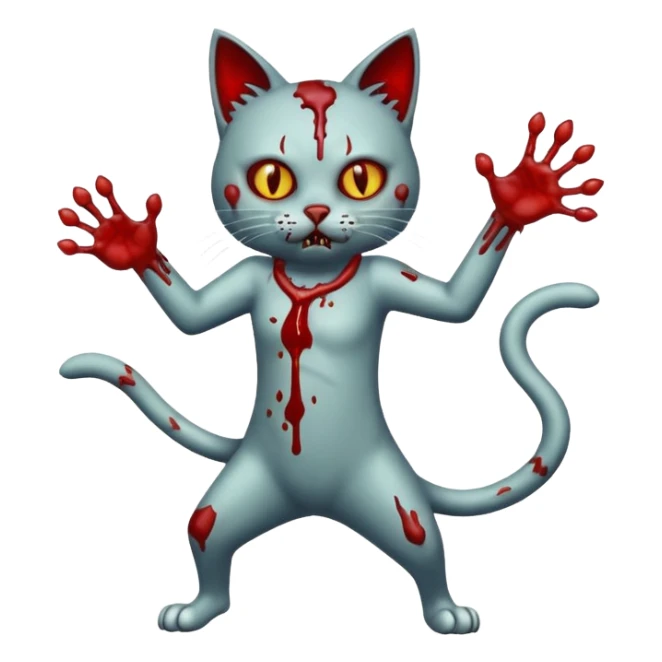 bloody  zombie cat full body with action pose sticker