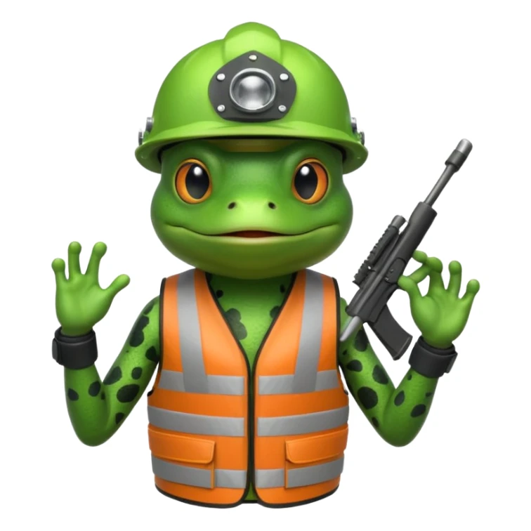 Frog with helmet and vest black with a m4 sticker