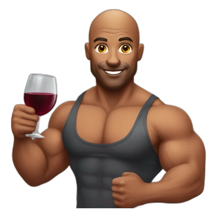 A bodybuilder wearing nightsuit and drinking red wine sticker