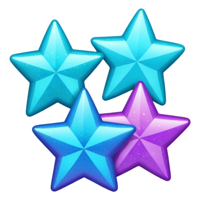 glitter purple and cian 3 stars sticker