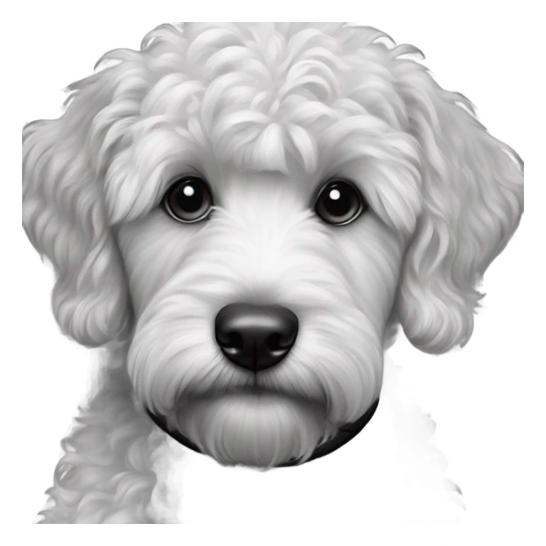 realistic dog portrait close-up black and white Labradoodle puppy sticker