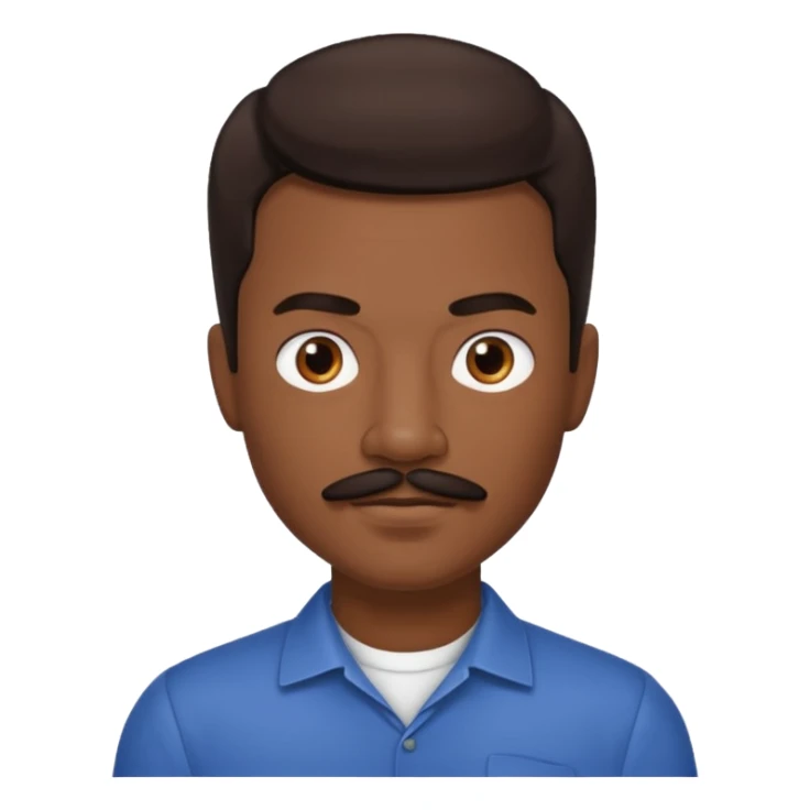 Ricky Bell with dark brown hair and thin mustache sticker