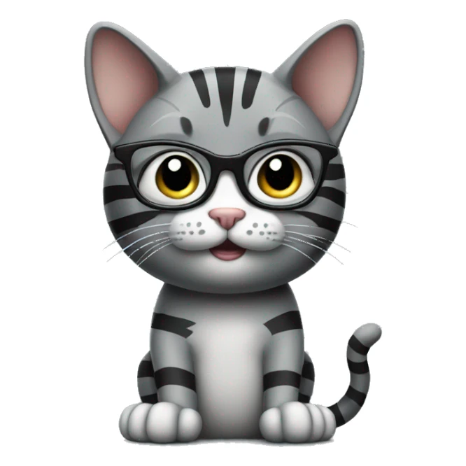Grey and black striped Cat Wearing Glasses and giving thumbs up sticker