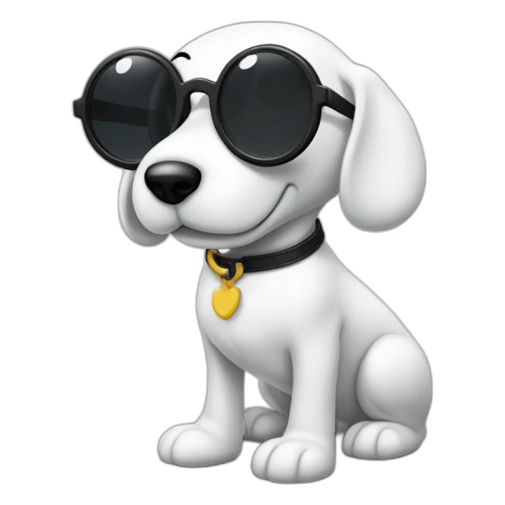 snoopy blanco totalmente con lentes negros sticker