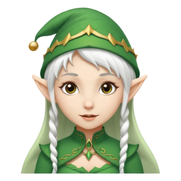 elf girl with elf hat, white hair sticker