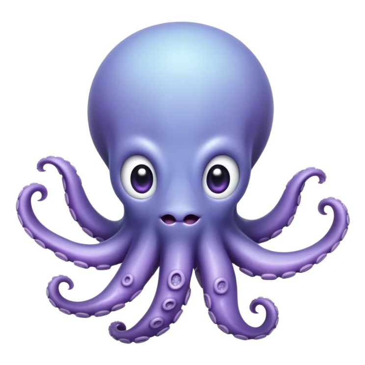 Cinematic Comical Baby Octopus Portrait Emoji, Tentacles slightly flared in a playful, exaggerated gesture, featuring a light blue-purple, rounded body with dramatically wide, hilariously expressive eyes full of surprise and innocent mischief, Simplified yet hilariously endearing features, highly detailed, glowing with a soft oceanic radiance, high shine, dramatic yet lovable, stylized with a dash of whimsical underwater mischief, soft glowing outline, capturing the essence of a delightfully silly little octopus that looks like it just made a clumsy, adorable mistake! sticker