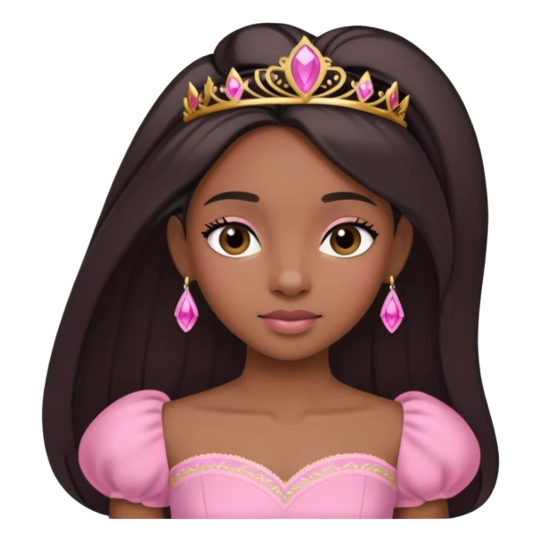 Black princess with straight hair dressed in all pink  sticker