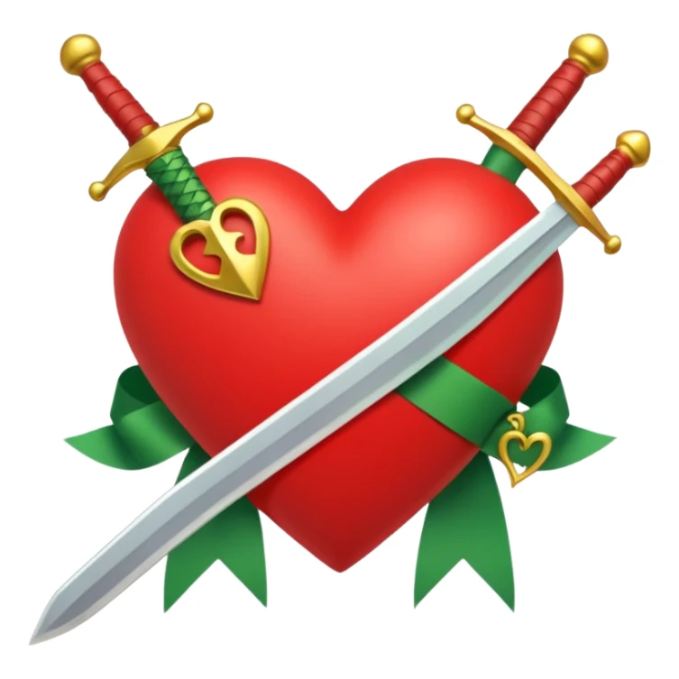 a red heart pierced by a green sword, with the golden text 'MODS' on a white ribbon sticker