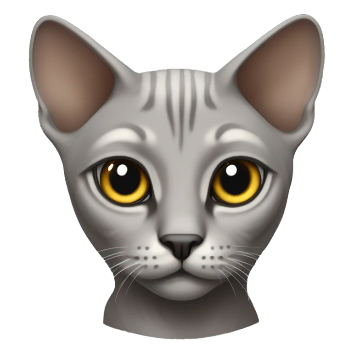 a grey fold-eared cat of the Sphinx breed with hollow eyes sticker