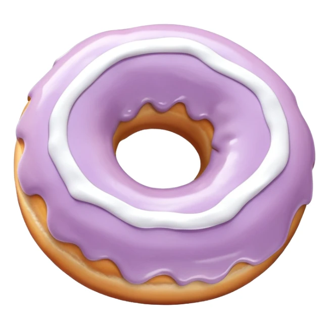The donut is pale purple with white icing sticker