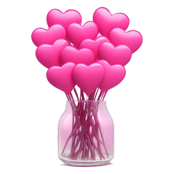 10000000 huge pink hearts on stems in a clear glass vase sticker