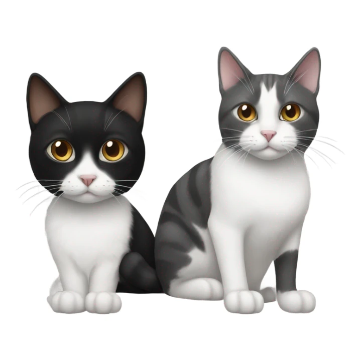 A black and white cat and a brown and grey cat sticker
