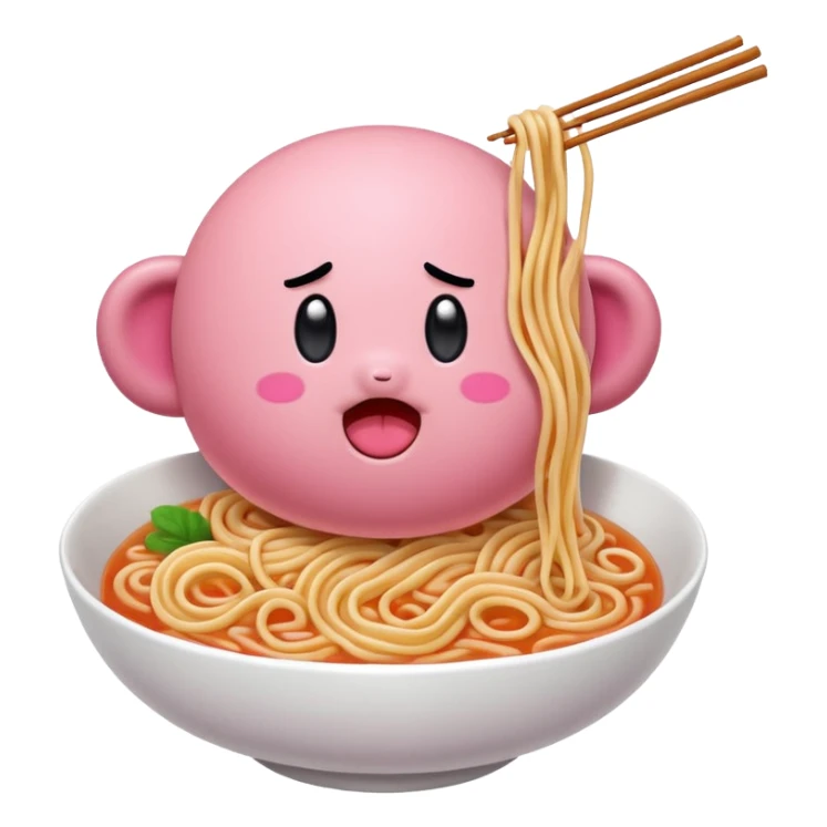 Kirby eating noodles sticker