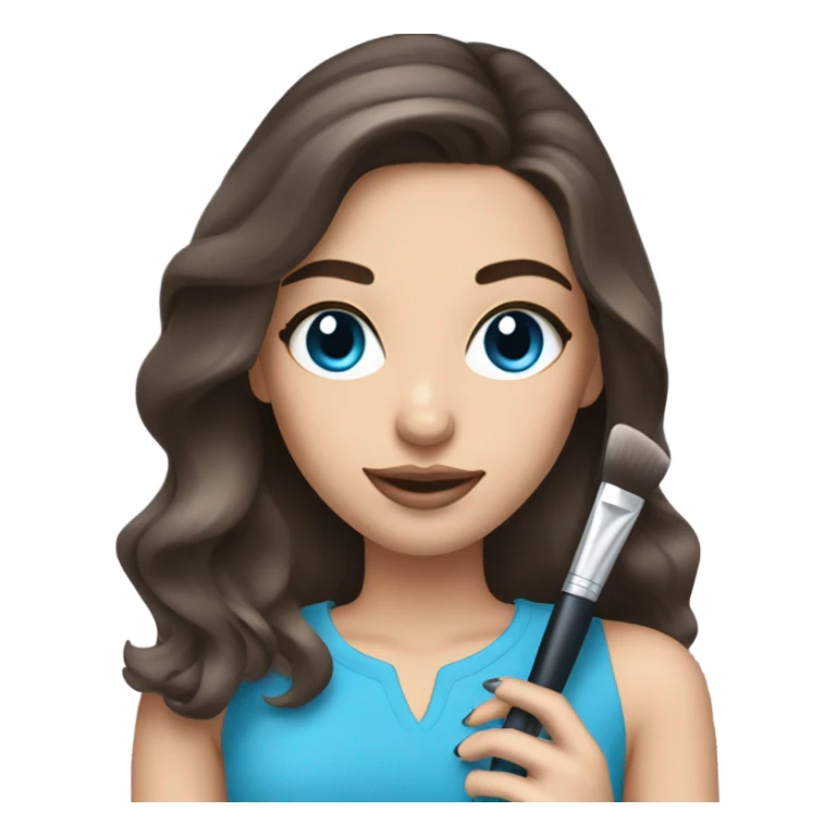 Brunett white girl with blue eyes and makeup kit sticker