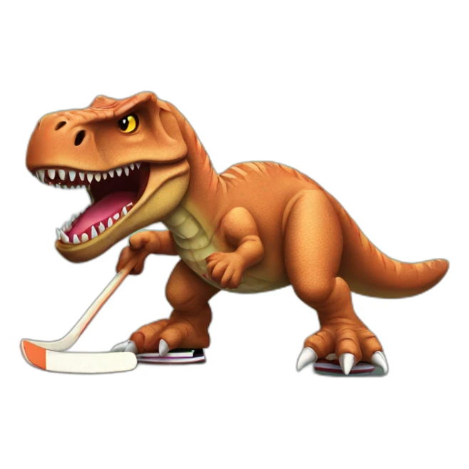 Tiki T-rex street hockey fun sticker