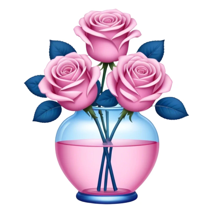 blue roses in transprent pink vase  sticker