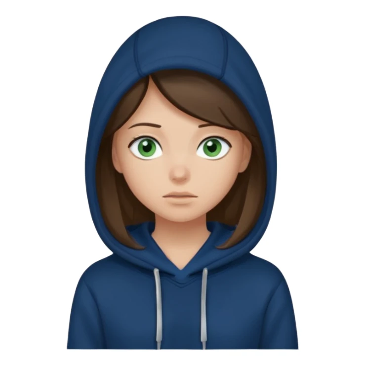 A brunette girl with blue eyes in a dark blue hoodie has a thought about a dark blonde green-eyed guy in a black hoodie over her head  sticker