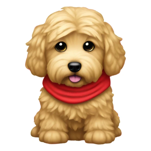 Miniature golden doodle that looks like Trump with maga hat sticker