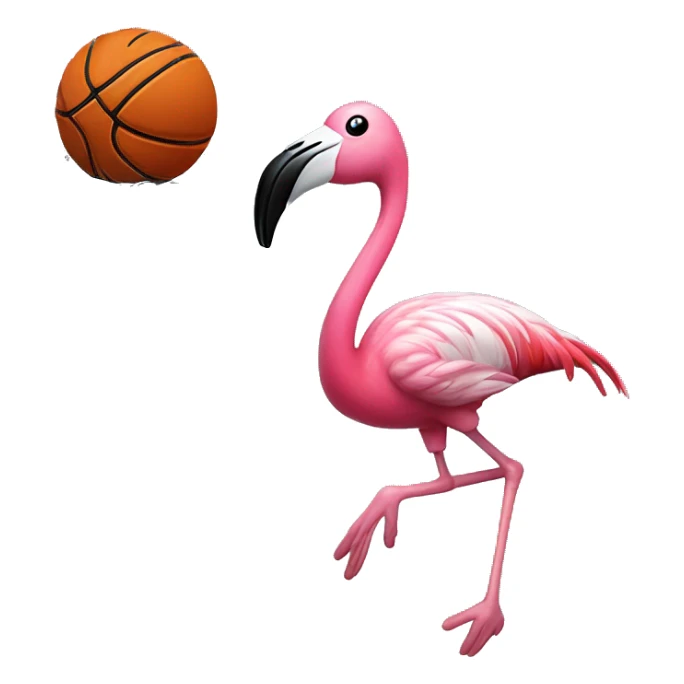 Flamingo dunking a basketball below the net sticker
