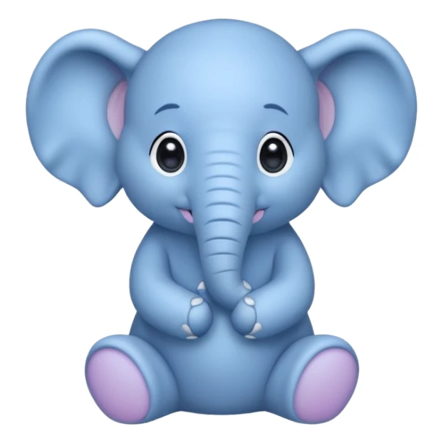 cute blue elephant with hands together, little tears in his eyes sticker
