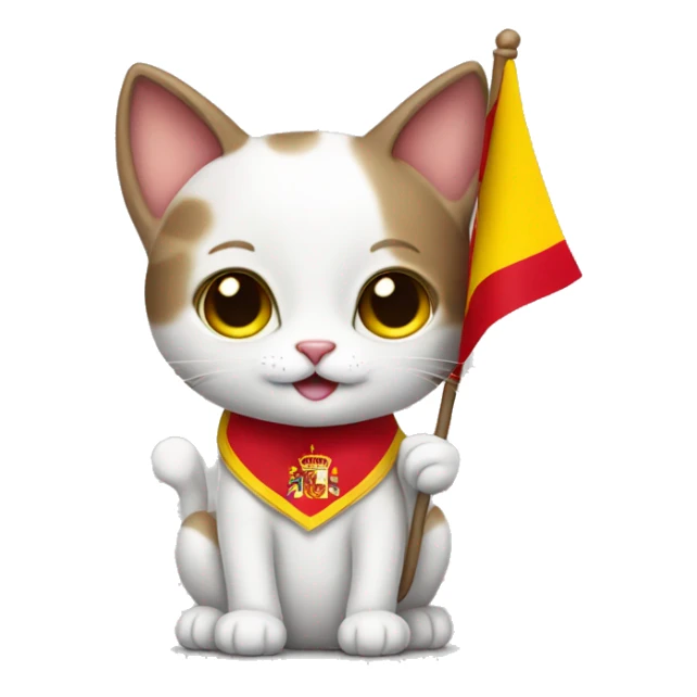 cute cat holding the flag of spain in its paws sticker