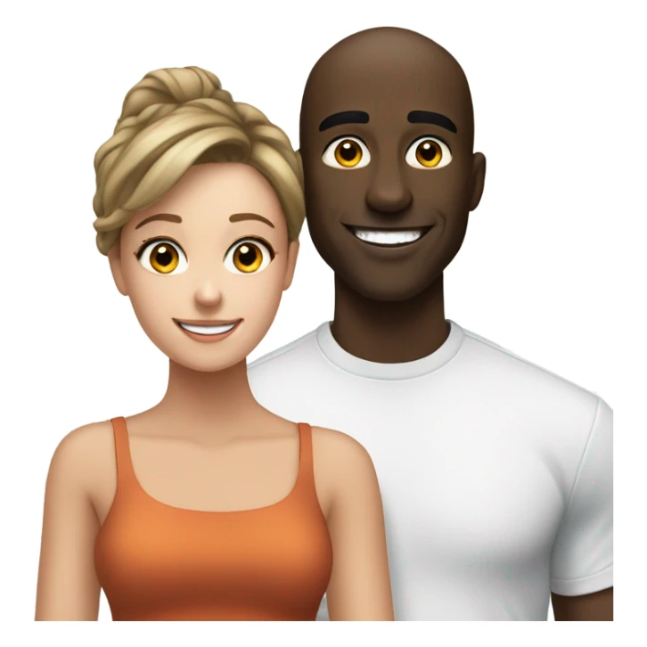 black man grinning at white girl sticker