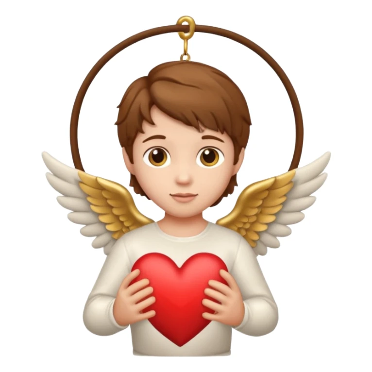 cupid hanging a heart with brown hair sticker