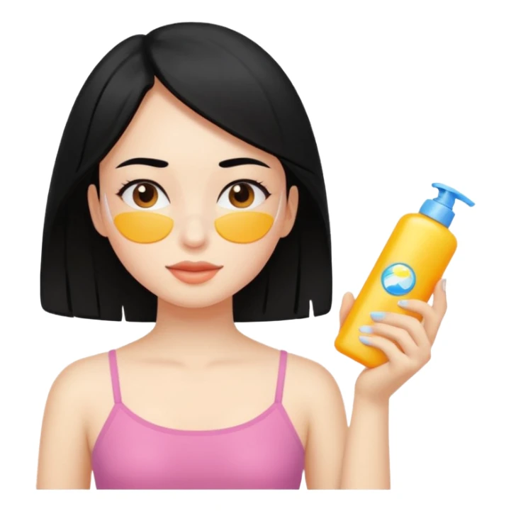 Black hair white skin Girl putting on sunscreen sticker