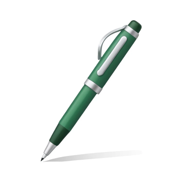 white paper and dark green and white pen, minimalist design sticker