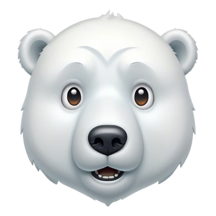 Cinematic Comical Polar Bear Portrait Emoji, Head tilted dramatically with an exaggeratedly shocked expression, featuring a robust, snowy build with wide, comically expressive eyes full of humorous disbelief, Simplified yet hilariously expressive features, highly detailed, glowing with a slightly sassy polar glow, high shine, dramatic yet playful, stylized with an air of quirky arctic attitude, soft glowing outline, capturing the essence of a meme-worthy polar bear that appears ready to side-eye its way into viral fame! sticker