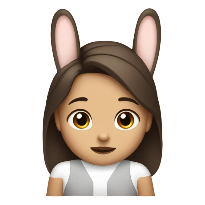 Brunette girl and brown light rabbit  With black spot and snout sticker
