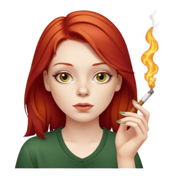 red hair alt girl smoking a joint sticker
