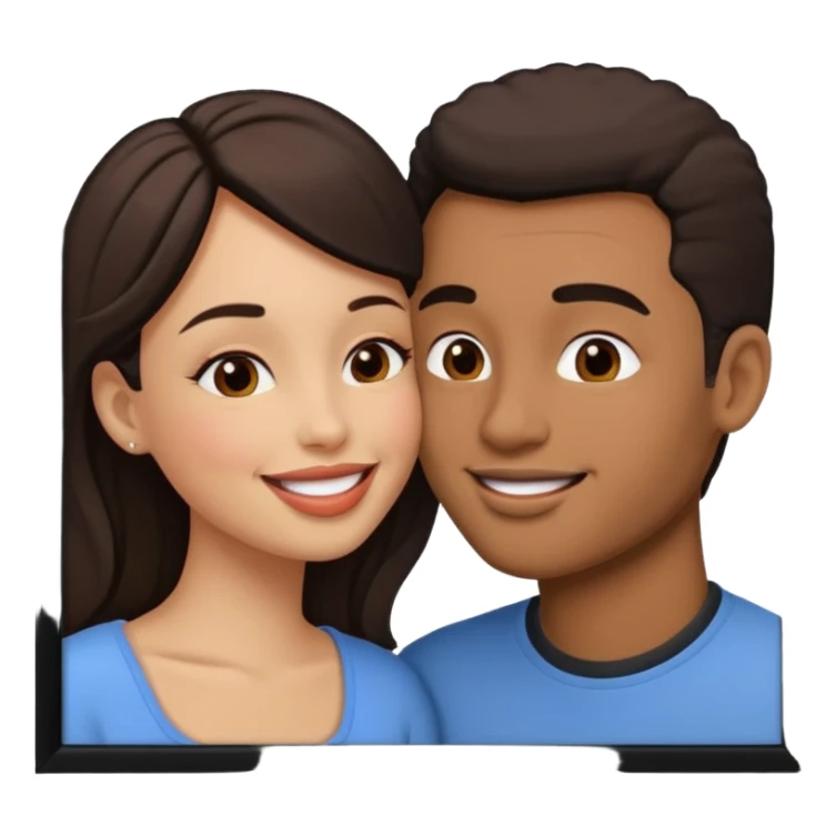 A man and a woman kissing, framed on a television screen sticker