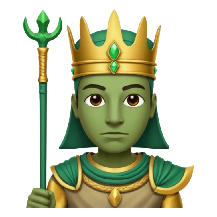 Ancient Egyptian god Osiris with green skin, Atef crown, and holding sticker