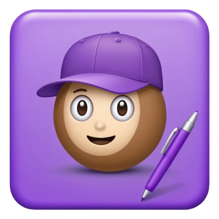 A plastic brown ball cap and the long rectangle purple. (With a pen) And looks like a BFDI style sticker