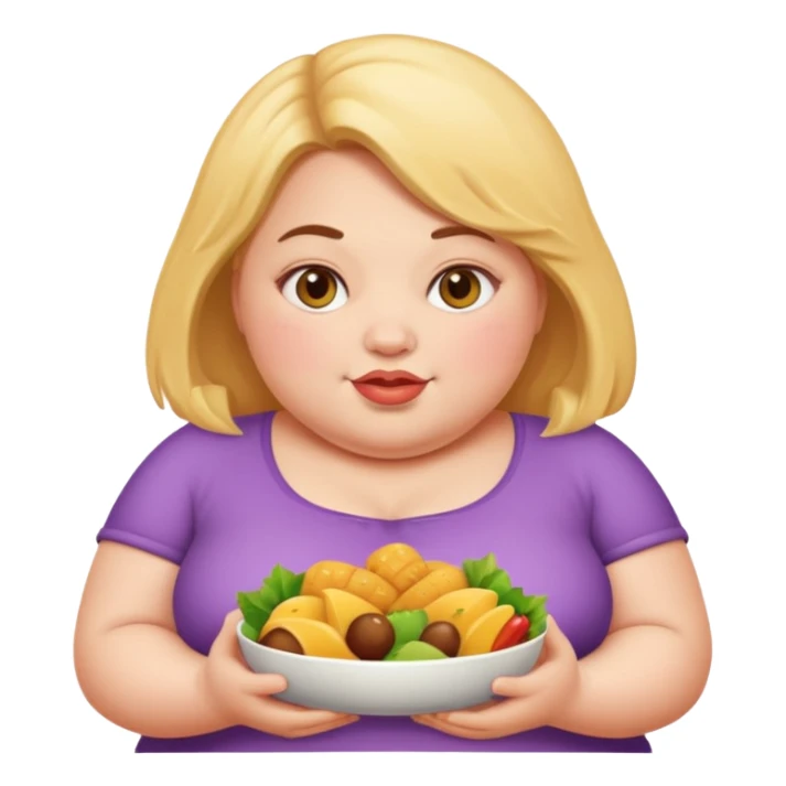 Fat girl with food sticker