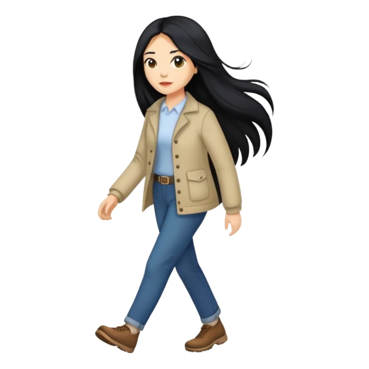 Long black hair woman walking sticker