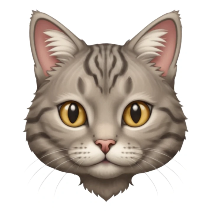 A high-resolution photo-realistic digital illustration of a solid grey tabby cat, chest upward sticker